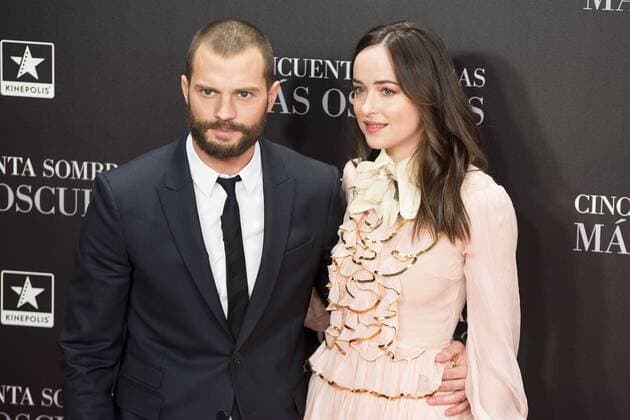 British actor Jamie Dornan and american actress Dakota Johnson attends to the premiere of the film Fifty Shades Darker at Kinepolis Cinemas in Madrid. February 08, 2017.  (20170208098)