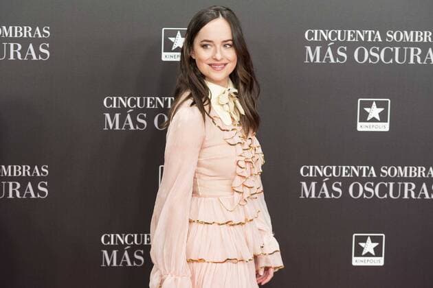 American actress Dakota Johnson attends to the premiere of the film Fifty Shades Darker at Kinepolis Cinemas in Madrid. February 08, 2017.  (20170208116)