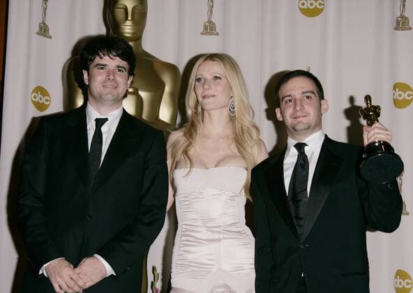 Feb 27, 2005; Hollywood, CA, USA; OSCARS 2005: Actress GWYNETH PALTROW with winners for Best Foreign Language Film ALEJANDRO AMENABAR and FERNANDO BOVARAM in the press room at the 77th Annual Academy Awards held at the Kodak Theater in Hollywood.. - ZUMAo05_ 20050227_sim_o05_289 Copyright: xLisaxO Connorx