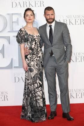 . 09 02 2017. London, United Kingdom Jamie Dornan and . Dakota Johnson arriving at the Fifty Shades Darker premiere in London.  xStephenxLockx xi-Imagesx IIM-14352-0005