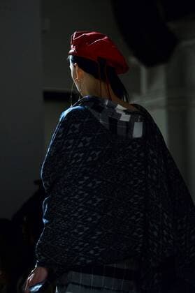A model walks the runway at the Nicholas K fashion show at New York Fashion Week: The Shows at Gallery 2 Skylight Clarkson Sq on February 9, 2017 in New York City.  NYP20170209811 ANDREAxHANKS