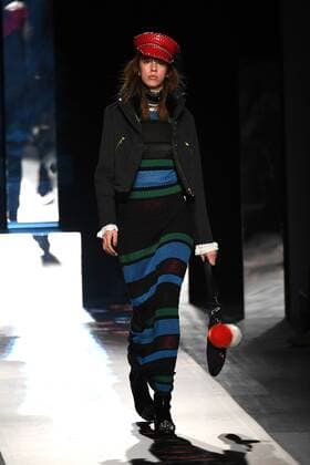 A model walks the runway at the Desigual fashion show at New York Fashion Week: The Shows at Gallery 2 Skylight Clarkson Sq on February 9, 2017 in New York City.  NYP20170209821 ANDREAxHANKS
