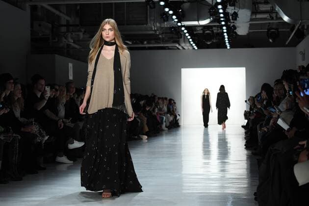 Models walk on the runway at the Erin Fetherston fashion show at New York Fashion Week: The Shows at Gallery 3 Skylight Clarkson Sq on February 9, 2017 in New York City.  NYP20170209842 ANDREAxHANKS