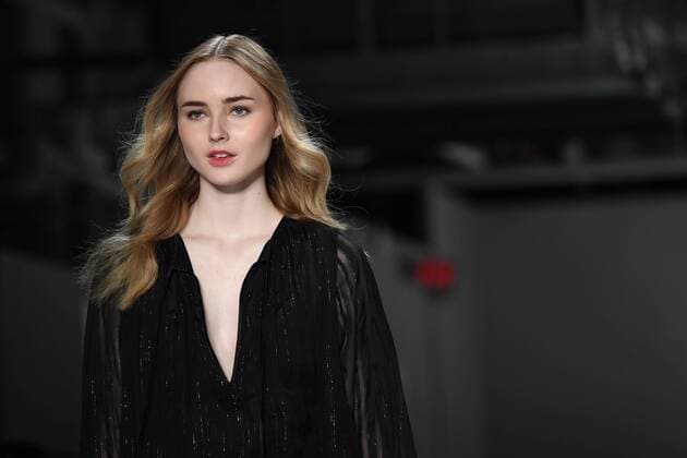 Models walk on the runway at the Erin Fetherston fashion show at New York Fashion Week: The Shows at Gallery 3 Skylight Clarkson Sq on February 9, 2017 in New York City.  NYP20170209840 ANDREAxHANKS