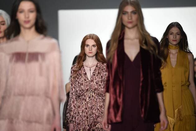 Models walk on the runway at the Erin Fetherston fashion show at New York Fashion Week: The Shows at Gallery 3 Skylight Clarkson Sq on February 9, 2017 in New York City.  NYP20170209852 ANDREAxHANKS
