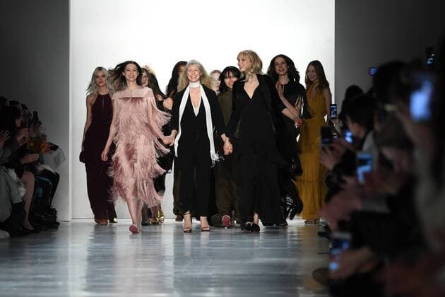 Models walk on the runway with designer Erin Fetherston at her fashion show at New York Fashion Week: The Shows at Gallery 3 Skylight Clarkson Sq on February 9, 2017 in New York City.  NYP20170209853 ANDREAxHANKS