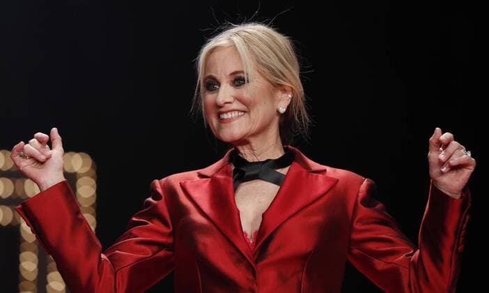 Maureen McCormick walks on the runway at The American Heart Association s Go Red For Women Red Dress Collection 2017 fashion show presented by Macy s on February 9, 2017 in New York City.  NYP20170209138 JOHNxANGELILLO