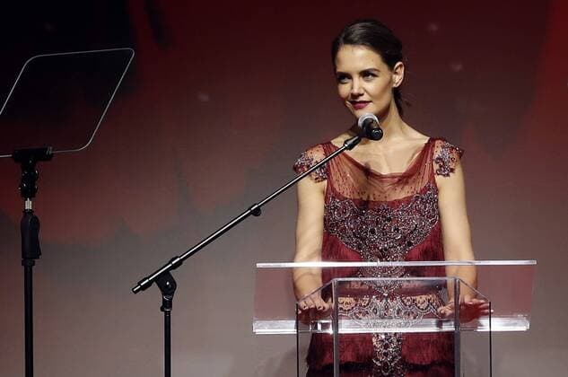 Katie Holmes speaks at The American Heart Association s Go Red For Women Red Dress Collection 2017 fashion show presented by Macy s on February 9, 2017 in New York City.  NYP20170209162 JOHNxANGELILLO