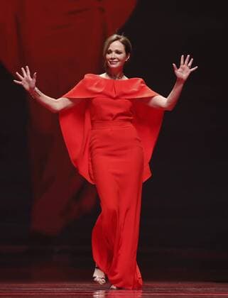 Lauren Holly walks on the runway at The American Heart Association s Go Red For Women Red Dress Collection 2017 fashion show presented by Macy s on February 9, 2017 in New York City.  NYP20170209145 JOHNxANGELILLO