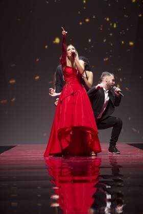 USA: Red Dress Collection 2017 Rachel Platten in Marchesa performs for the Red Dress Collection 2017 fashion show by Macys at Hammerstein Ballroom at Manhattan Center benefit American Heart Association  LevxRadin