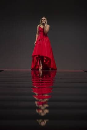 USA: Red Dress Collection 2017 Rachel Platten in Marchesa performs for the Red Dress Collection 2017 fashion show by Macys at Hammerstein Ballroom at Manhattan Center benefit American Heart Association  LevxRadin