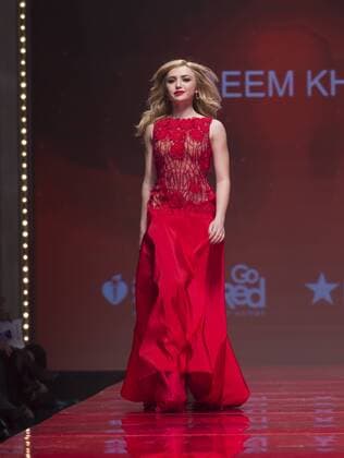 USA: Red Dress Collection 2017 Peyton List in Naeem Khan walks runway for the Red Dress Collection 2017 fashion show by Macys at Hammerstein Ballroom at Manhattan Center benefit American Heart Association  LevxRadin