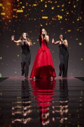 USA: Red Dress Collection 2017 Rachel Platten in Marchesa performs for the Red Dress Collection 2017 fashion show by Macys at Hammerstein Ballroom at Manhattan Center benefit American Heart Association  LevxRadin