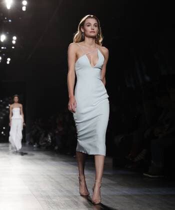A model walks on the runway at the Cushnie Et Ochs fashion show at New York Fashion Week at Gallery 1, Skylight Clarkson Sq on February 10, 2017 in New York City.  NYP20170210158 JOHNxANGELILLO