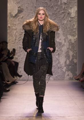 United States: Fashion week fall 2017 Nicole Miller Model walks for Nicole Miller collection during 2017 fall New York Fashion week at Clarkson Square  LevxRadin