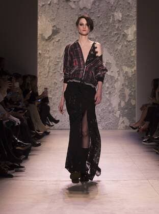 United States: Fashion week fall 2017 Nicole Miller Model walks for Nicole Miller collection during 2017 fall New York Fashion week at Clarkson Square  LevxRadin