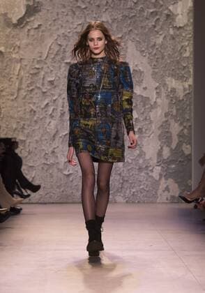 United States: Fashion week fall 2017 Nicole Miller Model walks for Nicole Miller collection during 2017 fall New York Fashion week at Clarkson Square  LevxRadin