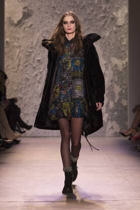 United States: Fashion week fall 2017 Nicole Miller Model walks for Nicole Miller collection during 2017 fall New York Fashion week at Clarkson Square  LevxRadin