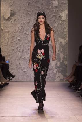 United States: Fashion week fall 2017 Nicole Miller Model walks for Nicole Miller collection during 2017 fall New York Fashion week at Clarkson Square  LevxRadin