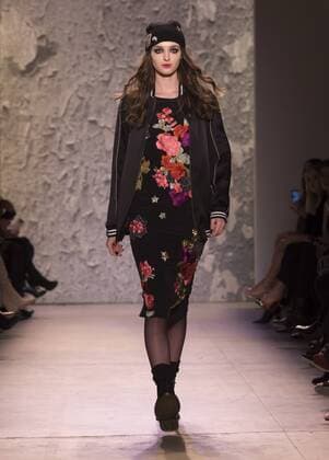 United States: Fashion week fall 2017 Nicole Miller Model walks for Nicole Miller collection during 2017 fall New York Fashion week at Clarkson Square  LevxRadin