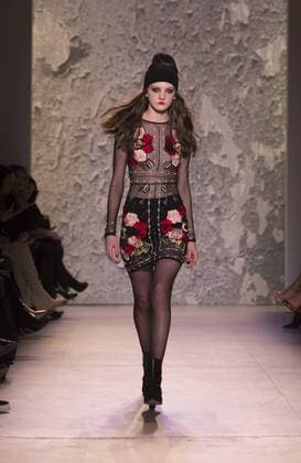 United States: Fashion week fall 2017 Nicole Miller Model walks for Nicole Miller collection during 2017 fall New York Fashion week at Clarkson Square  LevxRadin