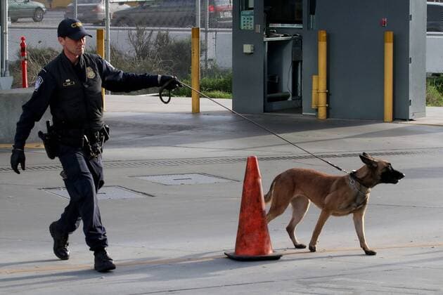 Border and customs police patrol the San Ysidro Port of Entry prior to Secretary of Homeland Security John Kelly speaking to officials on February 10, 2017. San Ysidro is the largest land border crossing between Tijuana, Mexico and San Diego, California.  SDP2017021068 HOWARDxSHEN