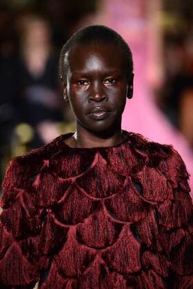 A model walks on the runway at the Christian Siriano fashion show at New York Fashion Week: The Plaza Hotel on February 11, 2017 in New York City.  NYP20170211881 ANDREAxHANKS