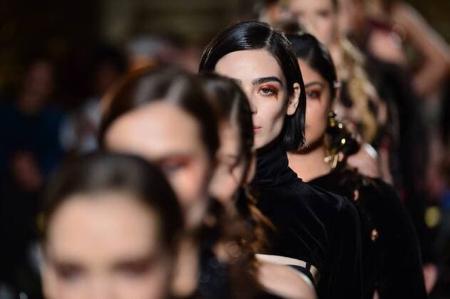 Models walk on the runway at the Christian Siriano fashion show at New York Fashion Week: The Plaza Hotel on February 11, 2017 in New York City.  NYP20170211885 ANDREAxHANKS