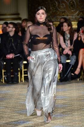 A model walks on the runway at the Christian Siriano fashion show at New York Fashion Week: The Plaza Hotel on February 11, 2017 in New York City.  NYP20170211877 ANDREAxHANKS