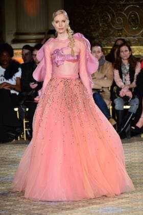 A model walks on the runway at the Christian Siriano fashion show at New York Fashion Week: The Plaza Hotel on February 11, 2017 in New York City.  NYP20170211879 ANDREAxHANKS