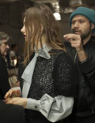 USA: New York Fashion week Fall 2017 Jill Stuart Model prepares backstage for presentation during New York Fashion week Fall 2017 at 195 Broadway  LevxRadin