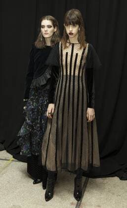 USA: New York Fashion week Fall 2017 Jill Stuart Models show off dress by Jill Stuart backstage in preparation for presentation during New York Fashion week Fall 2017 at 195 Broadway  LevxRadin