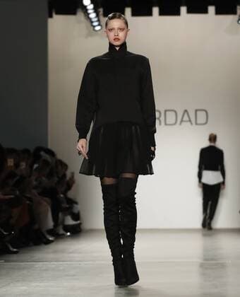 A model walks on the runway at the Verdad FW 17 show at New York Fashion Week at Pier 59 Studios on February 12, 2017 in New York City.  NYP20170212124 JOHNxANGELILLO