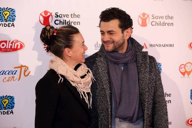 Ballerina Filmpremiere in Rom Italy: Premiere of Ballerina Italian actor Vinicio Marchioni with his wife Milena Mancini during Premiere of the animated film Ballerina  MatteoxNardone