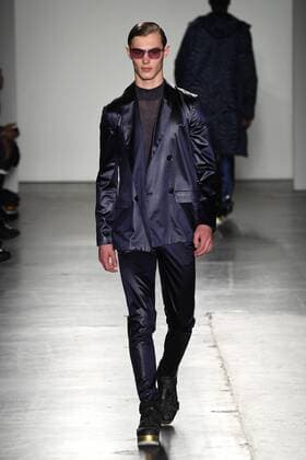 A model walks the runway at the Custo Barcelona fashion show at New York Fashion Week: Milk Studios at Pier 59 on February 12, 2017 in New York City.  NYP20170212918 ANDREAxHANKS