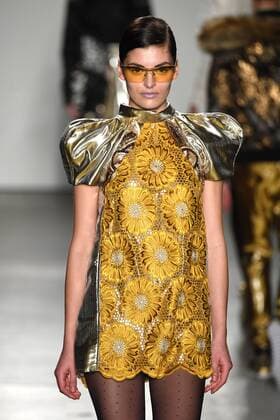 A model walks the runway at the Custo Barcelona fashion show at New York Fashion Week: Milk Studios at Pier 59 on February 12, 2017 in New York City.  NYP20170212920 ANDREAxHANKS