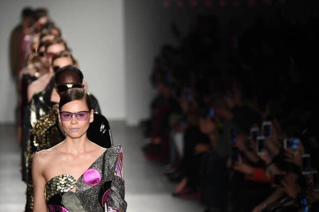 Models walk the runway at the Custo Barcelona fashion show at New York Fashion Week: Milk Studios at Pier 59 on February 12, 2017 in New York City.  NYP20170212925 ANDREAxHANKS