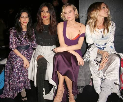 February 12, 2017 - New York, New York, U.S. - HUMA ABEDIN, PRIYANKA CHOPRA, SARAH JESSICA PARKER attend the Prabal Gurung F W 2017 Fashion Show.Skylight Clarkson Sq, NYC.February 12, 2017.Photos by , Photos Inc.2017 New York U.S. - ZUMAms4_ 20170212_zaf_ms4_021 Copyright: xSoniaxMoskowitzx