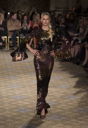 New York: Fashion Week Fall 2017 Christian Siriano Karolina Kurkova walks runway for Christian Siriano collection during New York Fashion week Fall 2017 at Plaza Hotel  LevxRadin