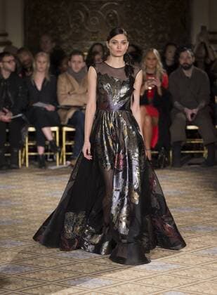 New York: Fashion Week Fall 2017 Christian Siriano Model walks runway for Christina Siriano collection during New York Fashion week Fall 2017 at Plaza Hotel  LevxRadin