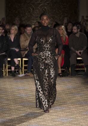 New York: Fashion Week Fall 2017 Christian Siriano Model walks runway for Christian Siriano collection during New York Fashion week Fall 2017 at Plaza Hotel  LevxRadin