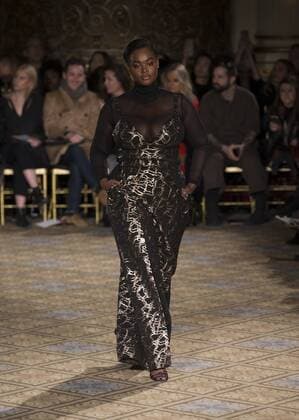 New York: Fashion Week Fall 2017 Christian Siriano Model walks runway for Christian Siriano collection during New York Fashion week Fall 2017 at Plaza Hotel  LevxRadin