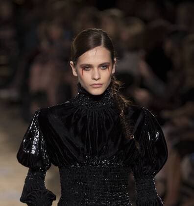 New York: Fashion Week Fall 2017 Christian Siriano Model walks runway for Christina Siriano collection during New York Fashion week Fall 2017 at Plaza Hotel  LevxRadin