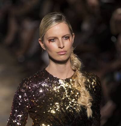 New York: Fashion Week Fall 2017 Christian Siriano Karolina Kurkova walks runway for Christian Siriano collection during New York Fashion week Fall 2017 at Plaza Hotel  LevxRadin
