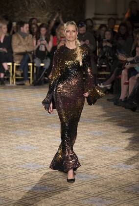 New York: Fashion Week Fall 2017 Christian Siriano Karolina Kurkova walks runway for Christian Siriano collection during New York Fashion week Fall 2017 at Plaza Hotel  LevxRadin