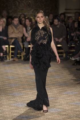 New York: Fashion Week Fall 2017 Christian Siriano Model walks runway for Christina Siriano collection during New York Fashion week Fall 2017 at Plaza Hotel  LevxRadin
