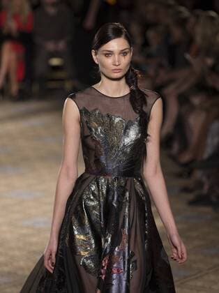 New York: Fashion Week Fall 2017 Christian Siriano Model walks runway for Christian Siriano collection during New York Fashion week Fall 2017 at Plaza Hotel  LevxRadin