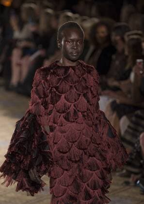 New York: Fashion Week Fall 2017 Christian Siriano Alek Wek walks runway for Christina Siriano collection during New York Fashion week Fall 2017 at Plaza Hotel  LevxRadin