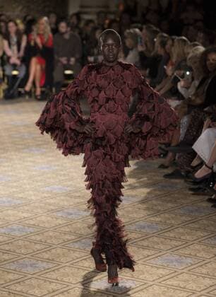 New York: Fashion Week Fall 2017 Christian Siriano Alek Wek walks runway for Christian Siriano collection during New York Fashion week Fall 2017 at Plaza Hotel  LevxRadin