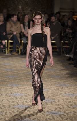 New York: Fashion Week Fall 2017 Christian Siriano Model walks runway for Christian Siriano collection during New York Fashion week Fall 2017 at Plaza Hotel  LevxRadin